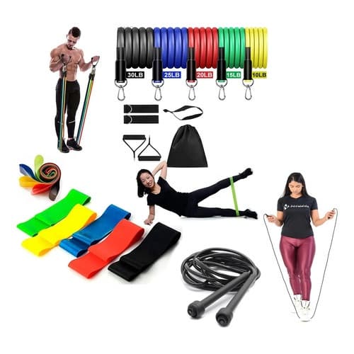 Kit C/11 Extensores Elástico, Mini Band + Corda De Crossfit