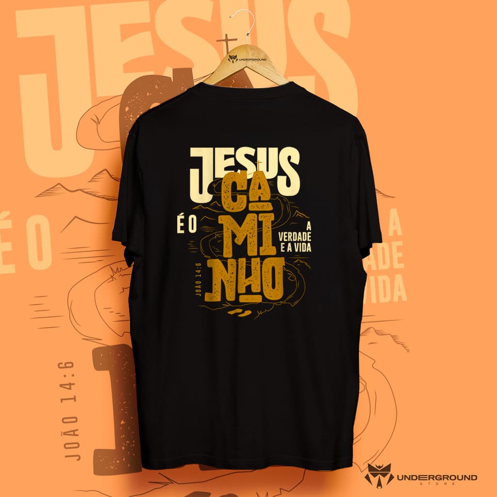 Camiseta T-Shirt Cristã Camisa Masculina e Feminina Streetwear Jesus è o Caminho Blusa Cristã