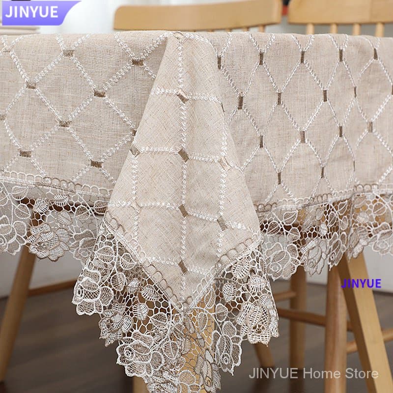 Toalha de mesa rústica do algodão cinzento branco do linho para o jantar da cozinha, partido, feriado, Natal, bufete
