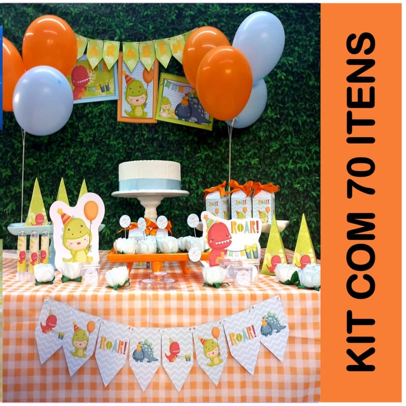 Dinossauro Baby Cute 70 itens decoração festa aniversário