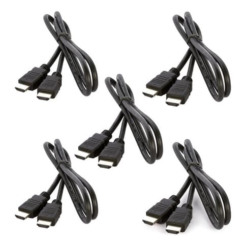 Kit 5 Cabos Hdmi 1 Metro 1080p Tv Pc Monitor Áudio Vídeo Resistente