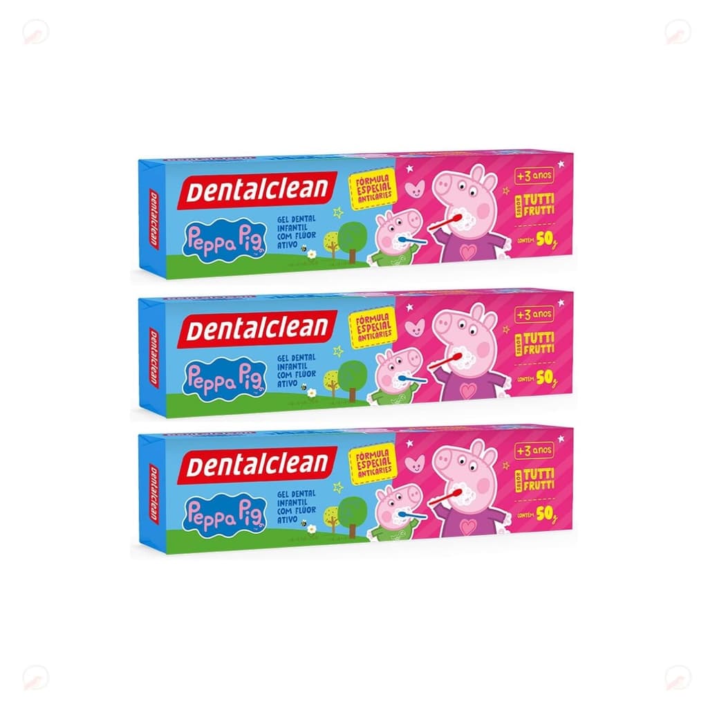 Kit 3 Creme Dental Peppa Pig Pasta Dente Infantil Higiene Bucal Morango Escovação Crianças
