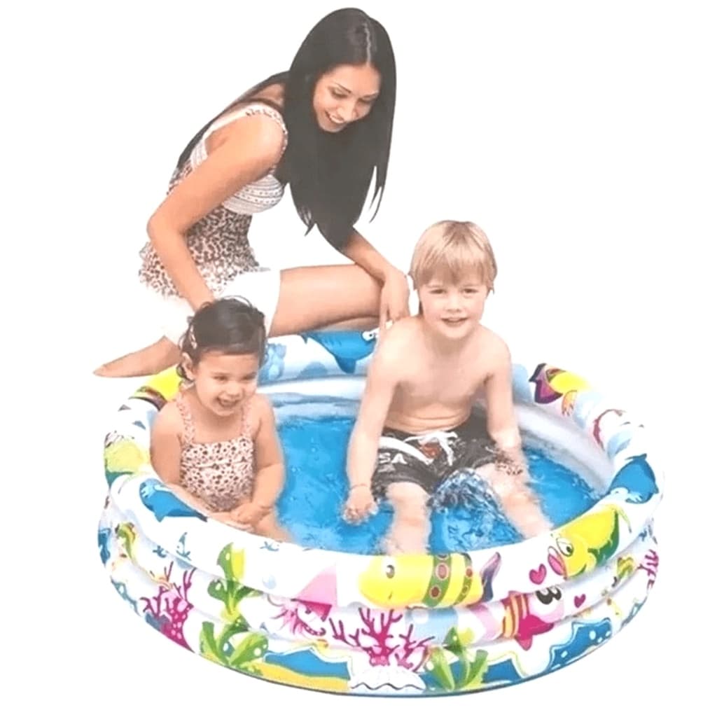 Piscina Infantil 100 ou 180 Litros Inflável Redonda Colorida Playground 2 a 5 Anos Colorida