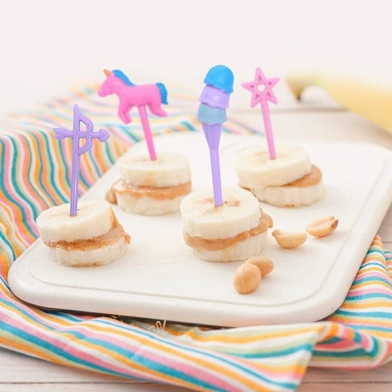 Mini Garfos Infantil de Crianças de Unicórnio, Para Lanches, Lancheiras, Frutas e Petiscos