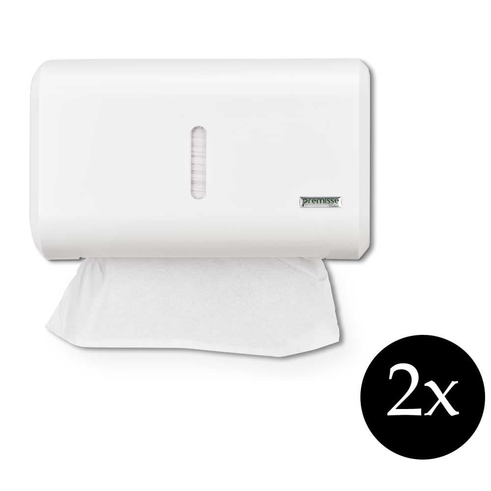 Kit 2 Toalheiros dispenser suporte porta papel toalha interfolha papeleira banheiro lavabo academia branco Premisse