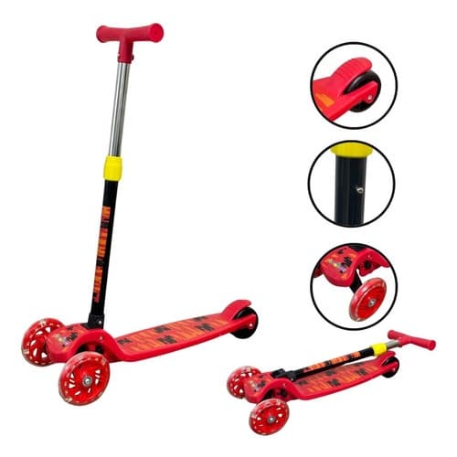 Patinete Infantil 3 Rodas Dobrável Importway Ajustável Vermelho Certificado INMETRO