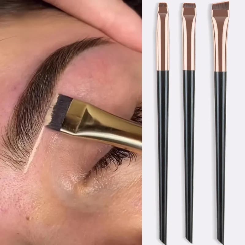 Escova De Maquiagem Plana Ferramenta Cosmética De Beleza Multiuso Para Sobrancelhas Eyeliner Blending Lipstick Super Fino 3Pcs Professional Eye Brushes