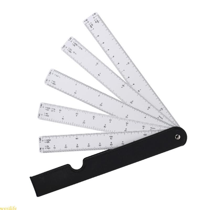 Drafting Fan Shaped Architect Engineering Régua Escala Métrica Engenharia Plástica Limpa Através Da Ferramenta Medição Para
