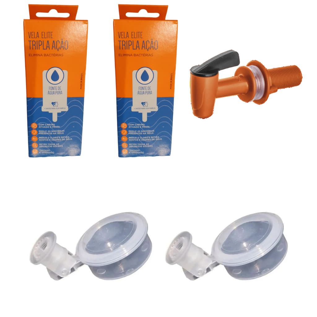 Kit 02 un Vela Elite Tripla Ação  + 01 un Torneira Herc + 02 un Boia Original Oasis Dosadora