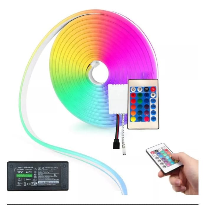 Mangueira Neon Fita Led Rgb 12v 5m Flexível + Fonte 5a