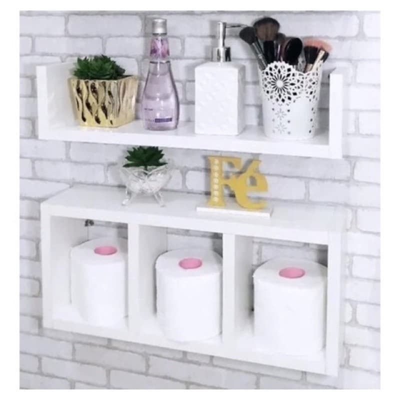 Nicho Decoração Prateleira C/2 peças MDF Branco Em MDF Promoção