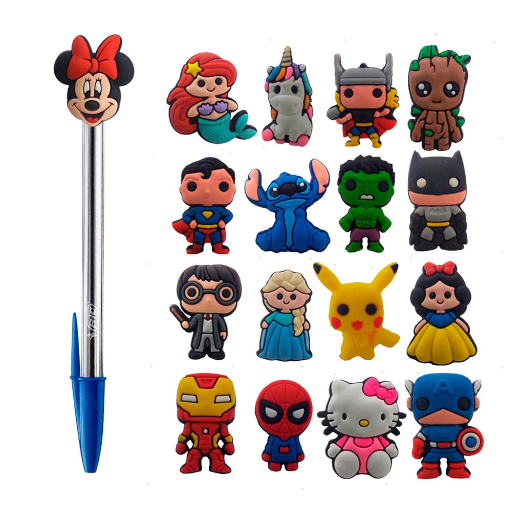 Ponteira Emborrachada Divertida Lápis Caneta Minnie Disney