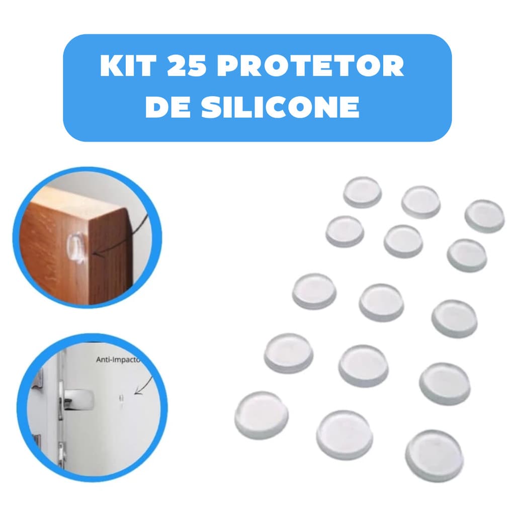 Kit 25 Adesivo Protetor De Silicone Porta Móveis Anti Impacto