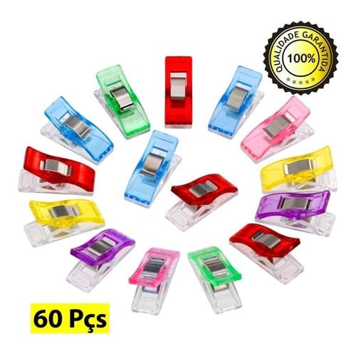 Kit Mini Clips Prendedor Pregador Pequeno Tecidos Papel Patchwork 60 Peças