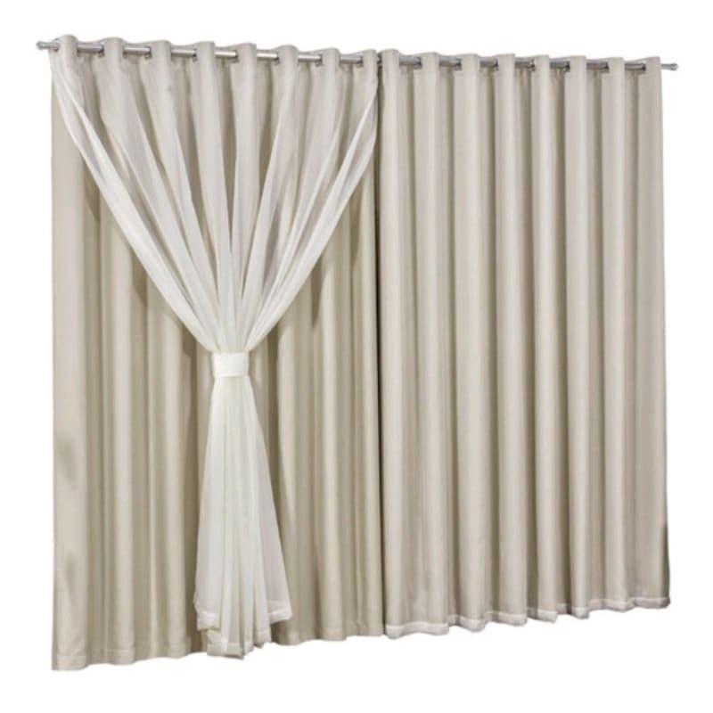 Cortina Blackout PVC Com Tecido voil Liso 3,00 × 2,70 Alta Qualidade