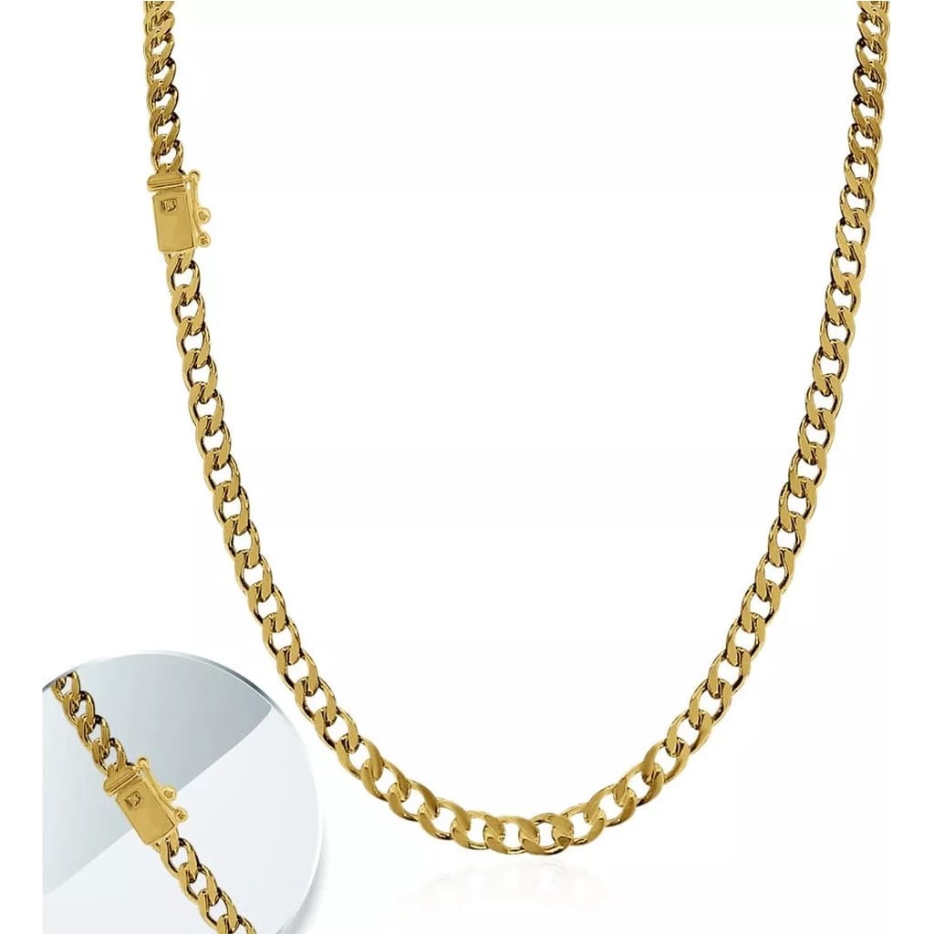 Corrente Colar 6mm Masculina Ouro tungstenio Grumet 60cm