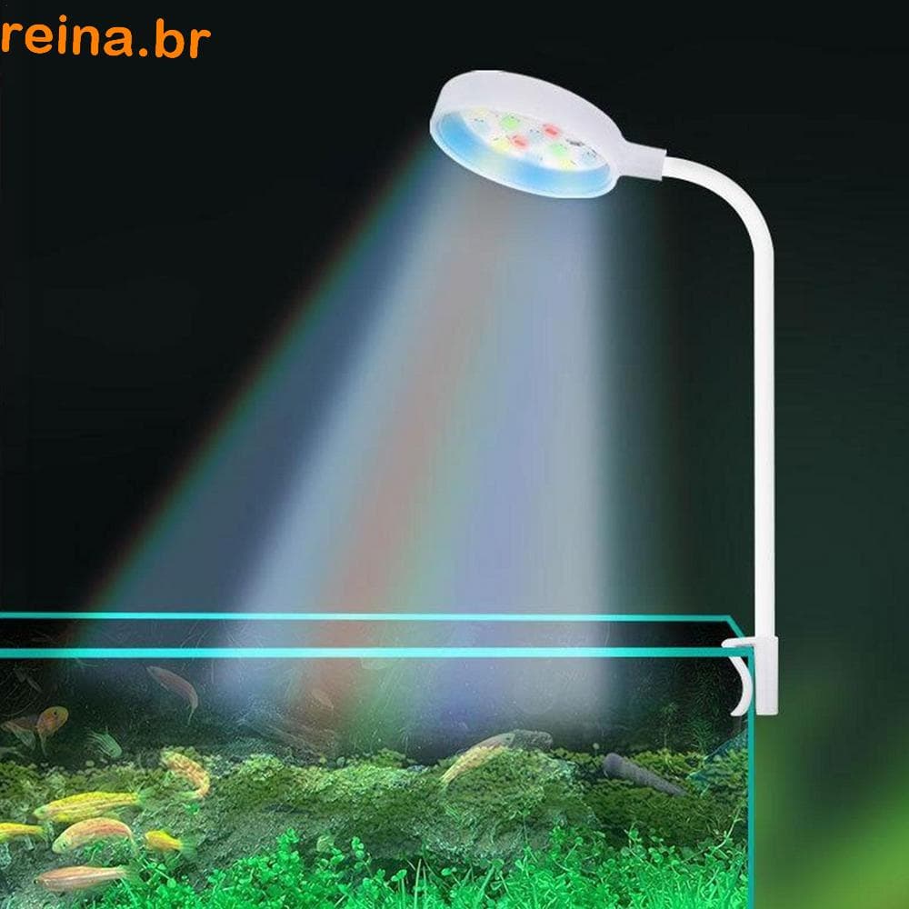 Luz De Planta De Aquário REINA , Com Lâmpada Luzes Coloridas De Clipe , Mini Tanque De Peixes Economizadora De Energia