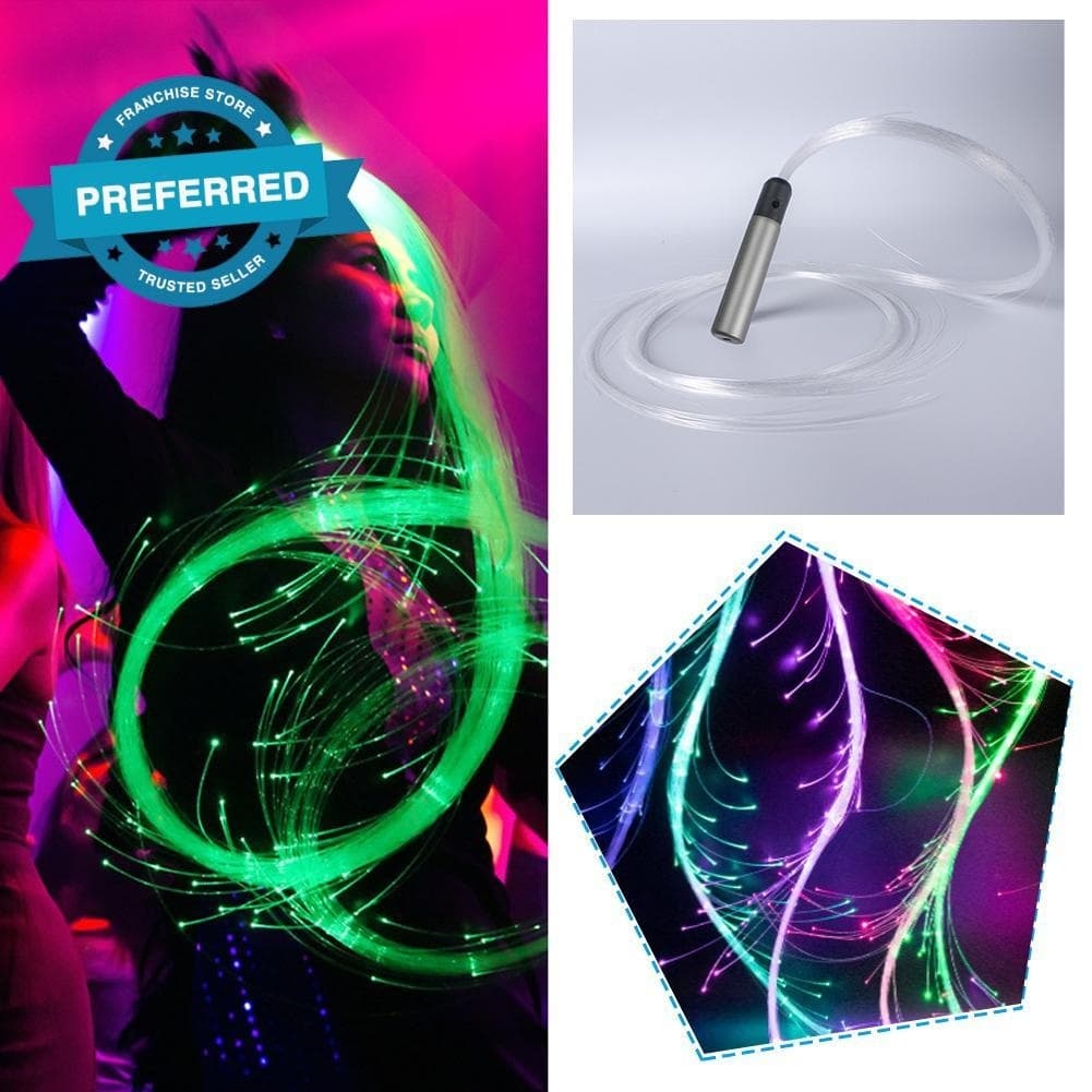 Chicote De Fibra Óptica LED Colorido Recarregável D3N6