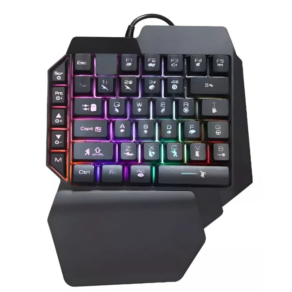 Mini Teclado Gamer Uma Mão - Compacto Ergonômico Para Jogos