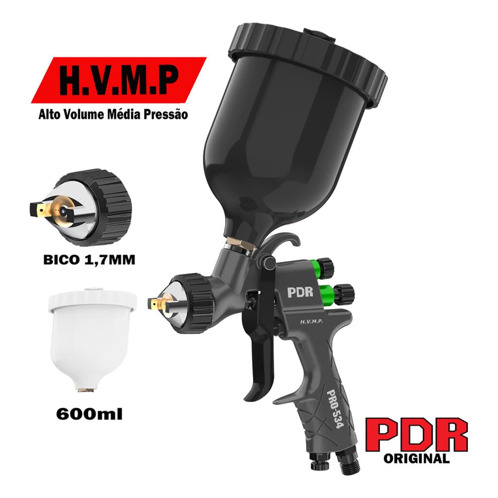Pistola Pintura Automotiva PRO-534P HVMP Bico 1.7mm Pdr