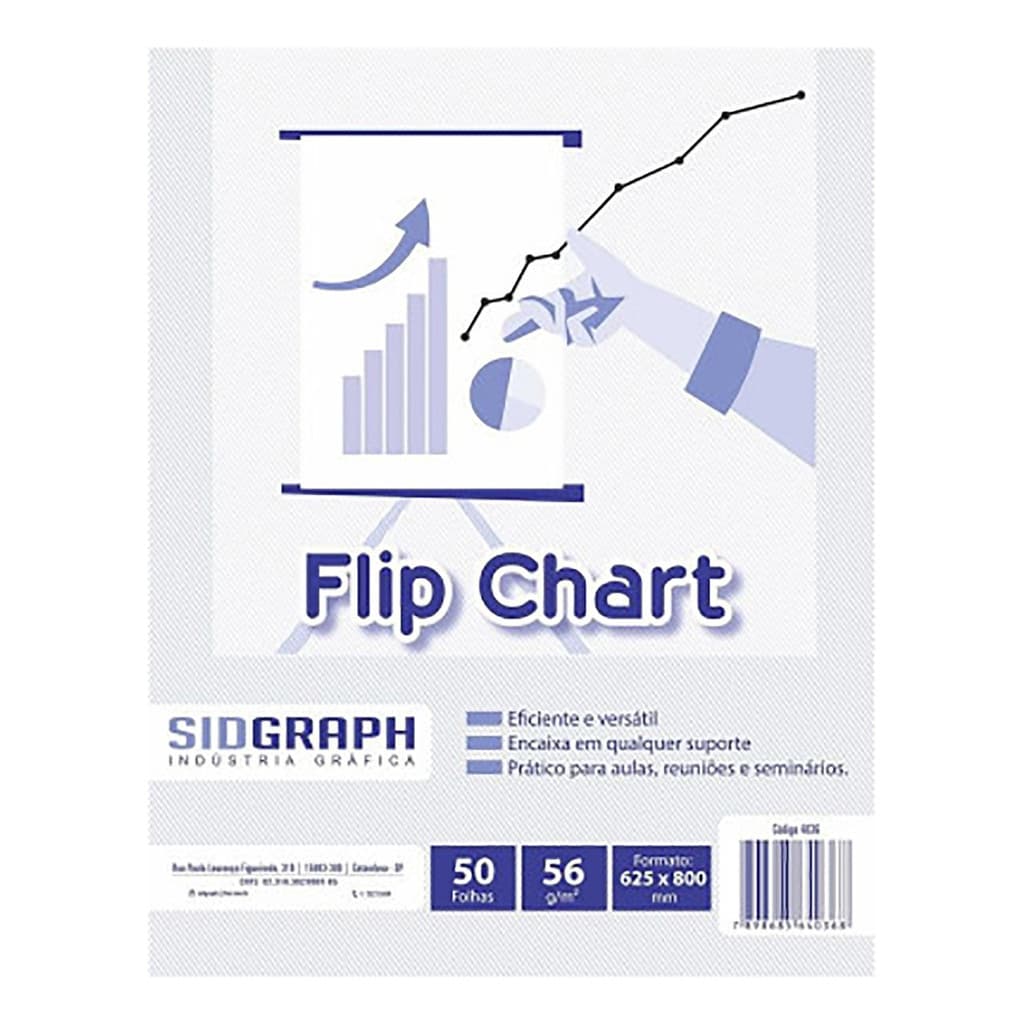 Bloco Papel Flip Chart 50fls C/ Furo E Picote 62x80cm
