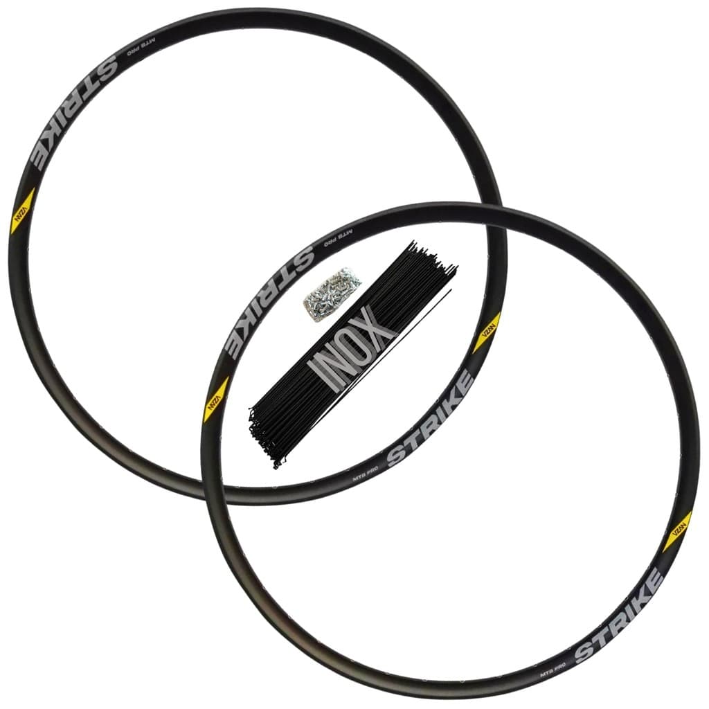 Kit Aro 29 Roda Vzan Strike Pro Tubeless Bike Mtb Com Raios Inox e Niples 28f 32f 36f