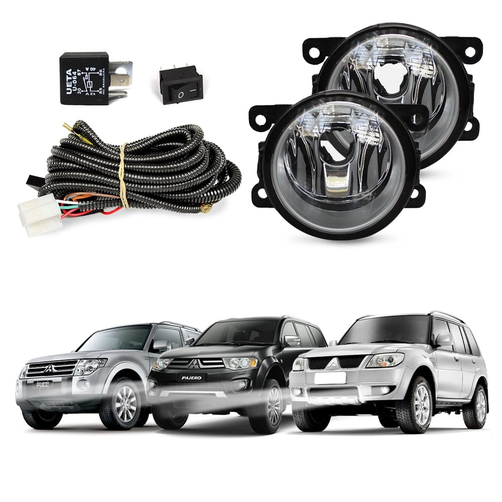 Kit Farol de Milha Pajero Full Dakar TR4 Farol Auxiliar de Carro Lente de Vidro Neblina Automotivo