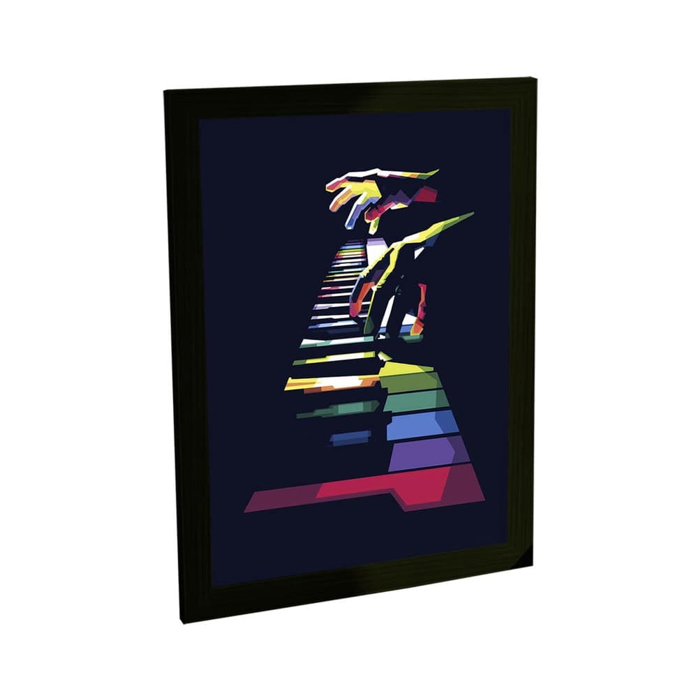Quadro Decorativo Piano Colorido Instrumento Musical Teclado Banda Decoração