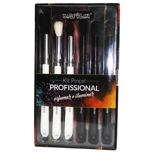 Kit Com 6 Pincéis Para Esfumar/Iluminar Linha W - Macrilan - WB500