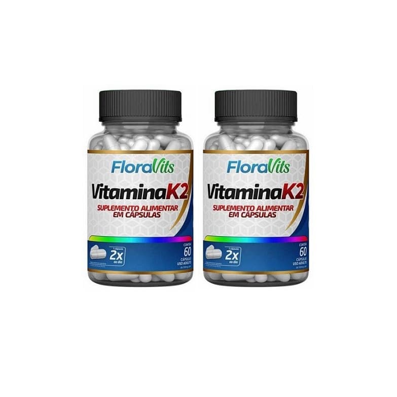 Kit 02 Vitamina K2 MK7 60 Cápsulas 500mg – Coagulação, Saúde Óssea e Cardiovascular | Flora Viva