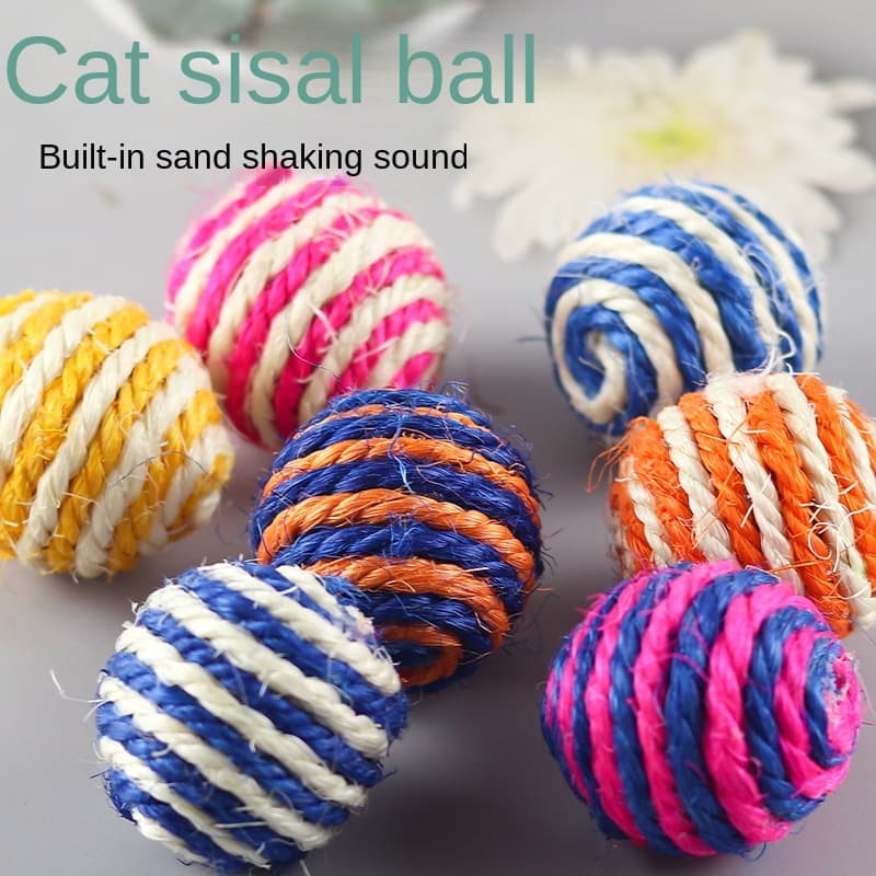 3pcs Brinquedo Interativo de Bola de Sisal para Gatos, Bola de Brinquedo Tecida Resistente a Arranhões, Brinquedo para G