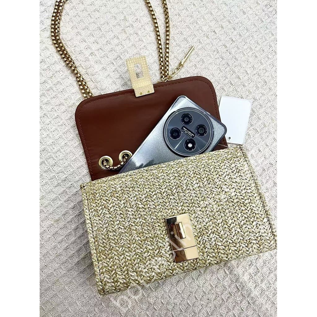 Bolsa de férias na praia, bolsa de ombro com corrente, bolsa crossbody.