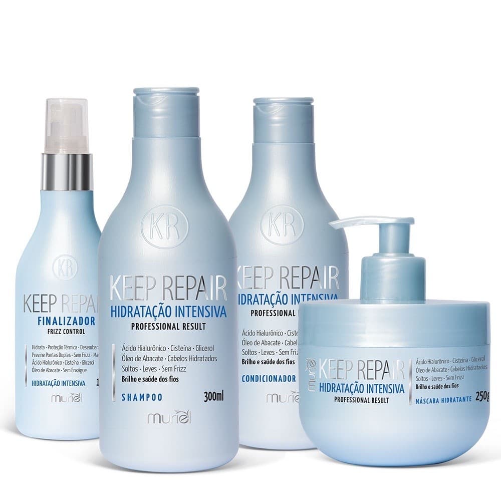 Kit Profissional c/Shampoo+Condicionador+Máscara+Finalizador-Keep Repair-HIDRATAÇÃO INTENSIVA-Muriel