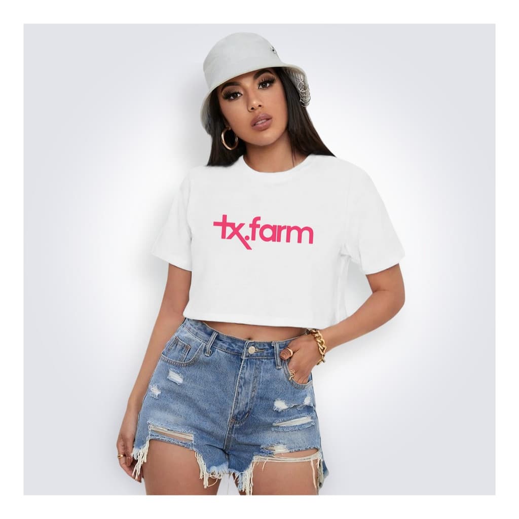 Blusa Cropped Tx Farm Gola R Malha Algodão Premium Crop Fashion Casual Envio Imediato