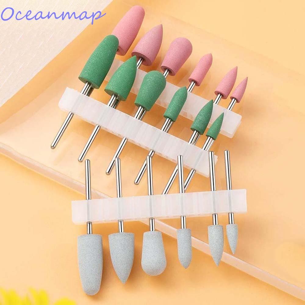 OCEANMAP 6 Pçs/set Brocas De Unhas De Silicone , Broca Gringing Cabeça De Polimento