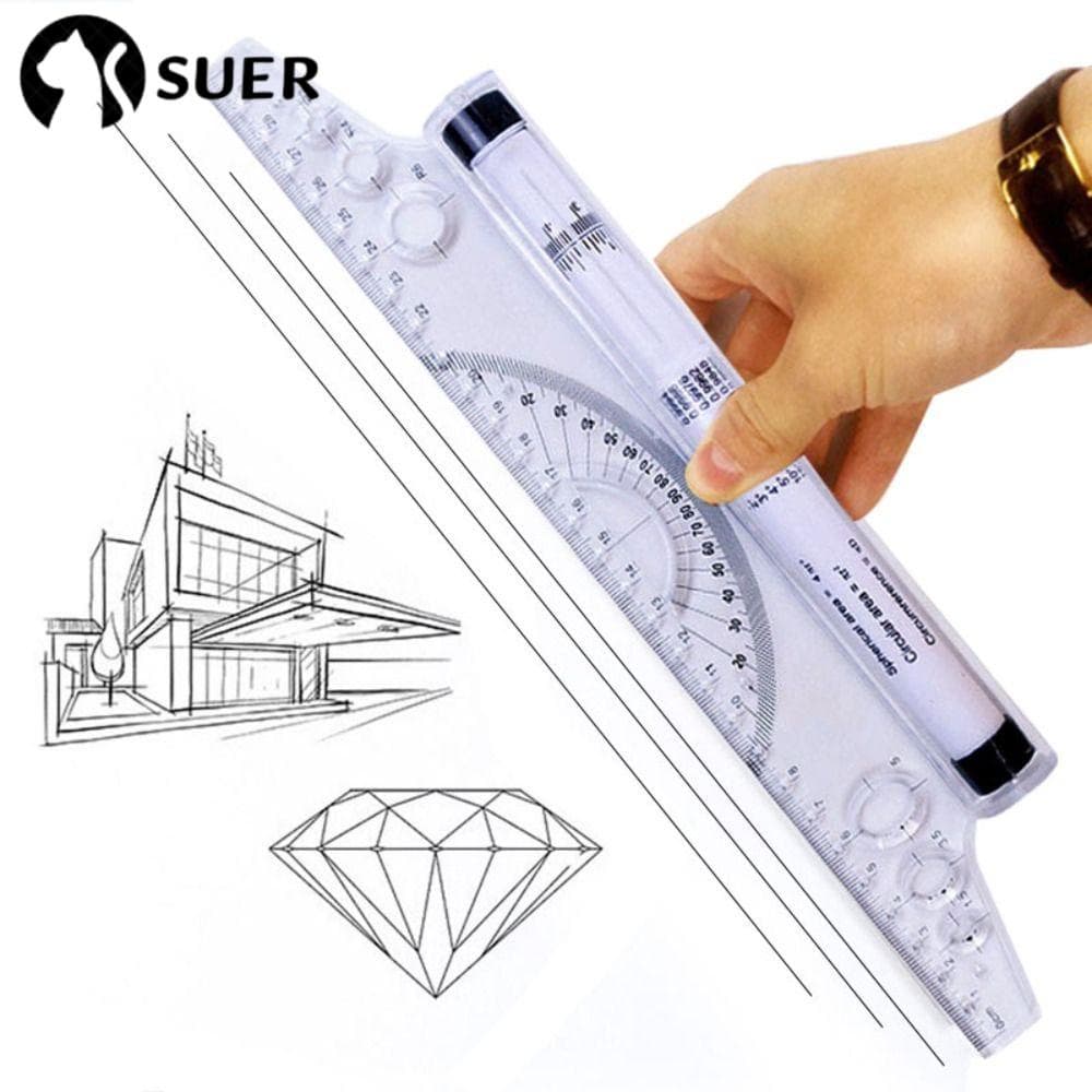 Régua De Desenho Matemático SUEBR , Rolo Paralelo De Plástico De 15/30 Cm Equilíbrio De Ângulo Transparente