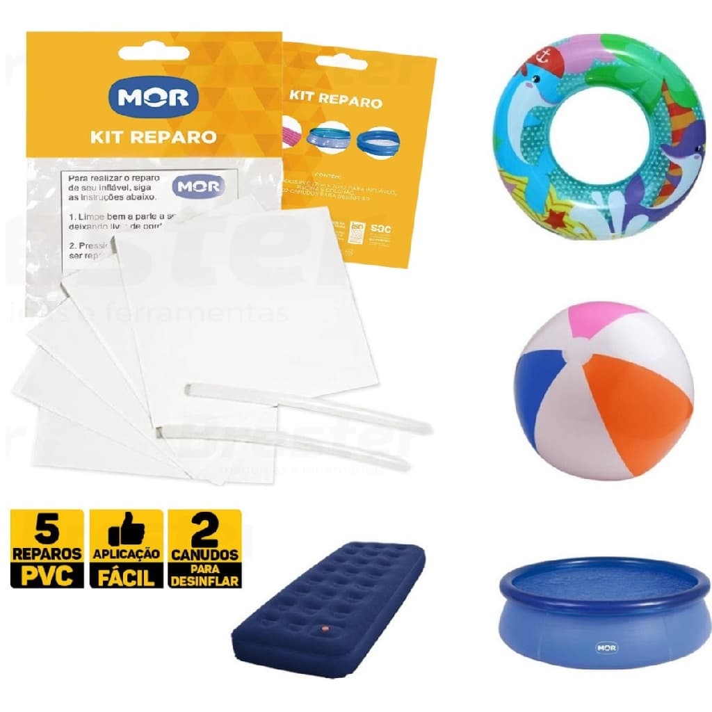 Kit Reparo Colchão Inflável Boia Piscina Conserto Tampa Furo Remendo PVC