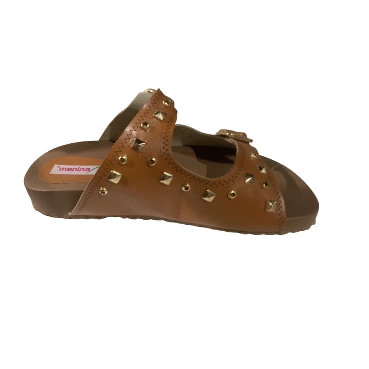 Sandalia Infantil chinelo slide caramelo com spikes 32