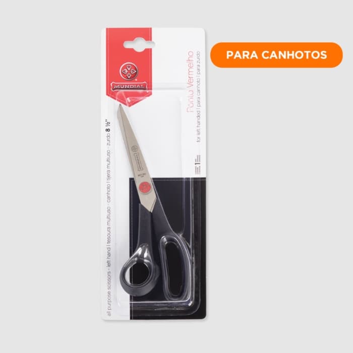 Tesoura Multiuso Canhoto 661N-8.1/2 Ponto Vermelho 8 1/2" - Preta Mundial