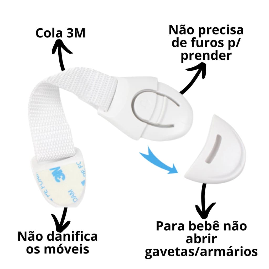 10 Peças Trava Protetora Bebe Para Gavetas Portas E Armarios
