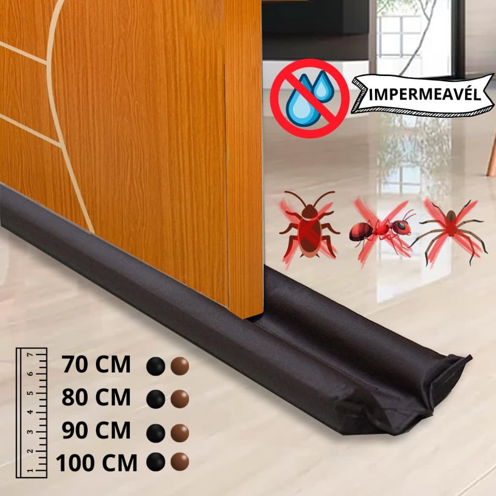 Veda Porta Protetor de 80cm a 90cm  Rolinho Impermeável Vedação De Porta Duplo Para Não Entra Bicho Vedapó