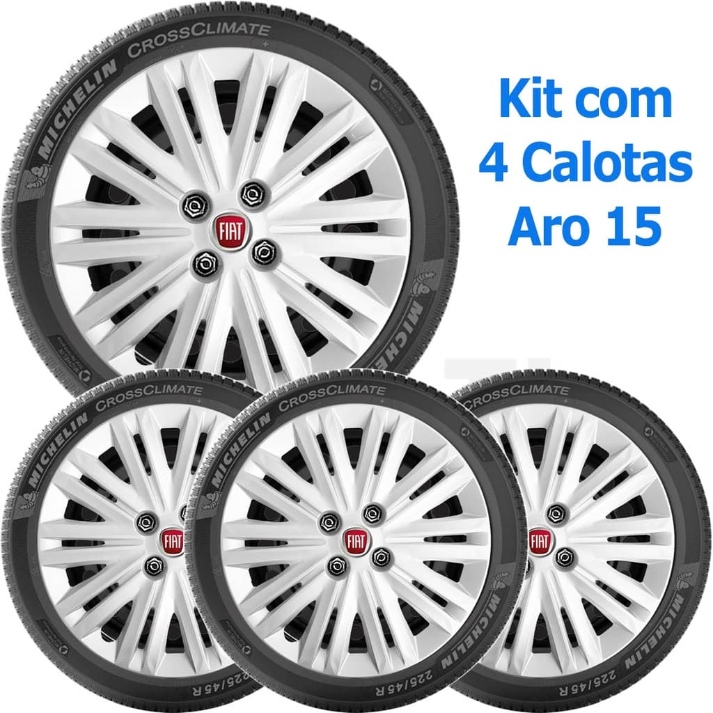 4x Calota FIAT PUNTO IDEA SIENA Aro 15 com Emblema 208cp