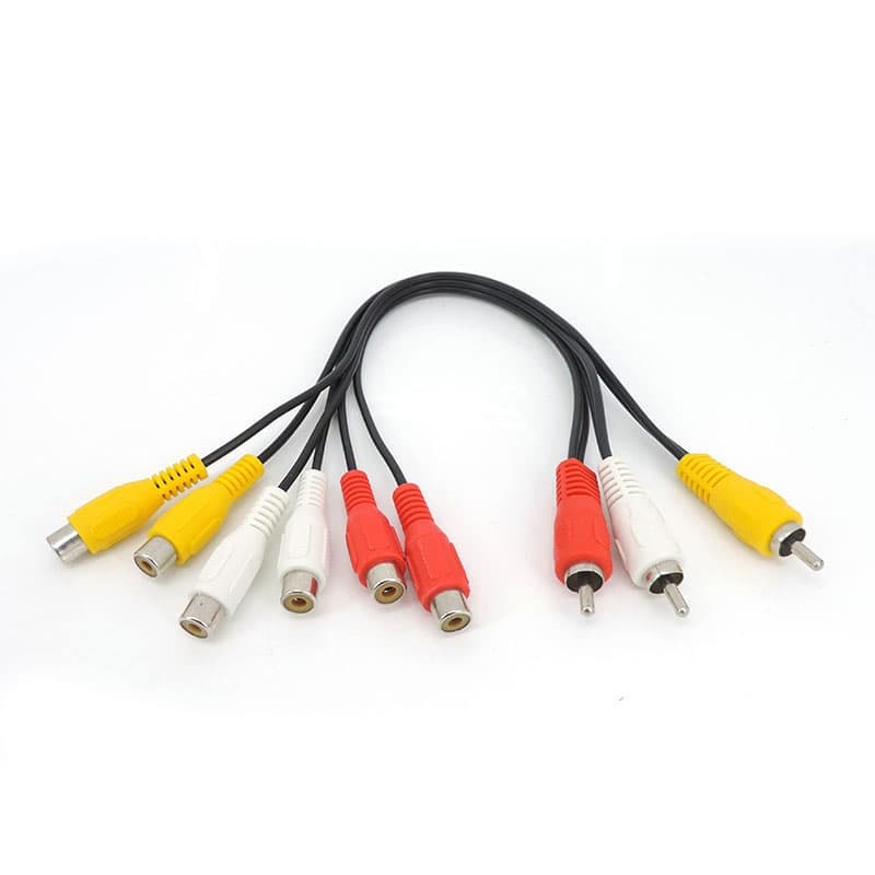 Áudio E Vídeo 3 RCA Macho Para 6 6RCA Fêmea AV Adaptador Conector Divisor De Cabo TV DVD Player HD-Plug BRK1