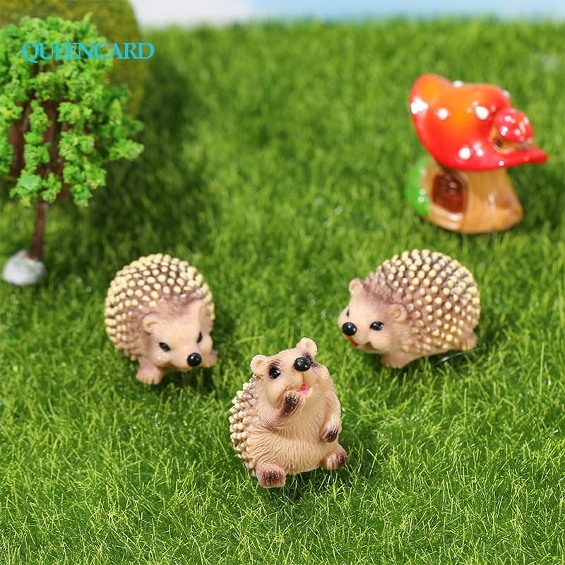3pcs Figurinos Miniatura Fofo Porco Espinho Micro Resina Paisagística Ornamentos Para Decorações Domésticas Decoração