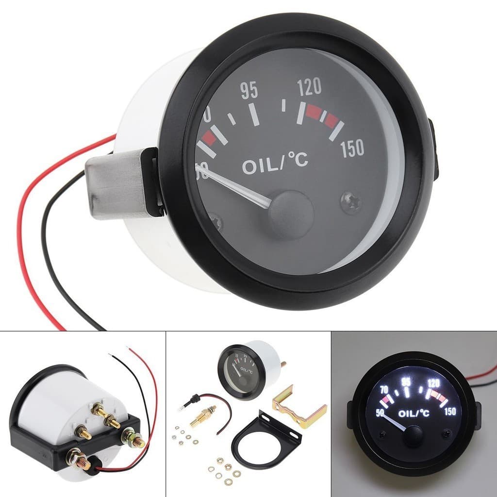 Medidor Universal De Temperatura De Óleo Para Carros De 2 Polegadas 52mm 12V 50-150 Celsius LED Elétrico Com Sensor