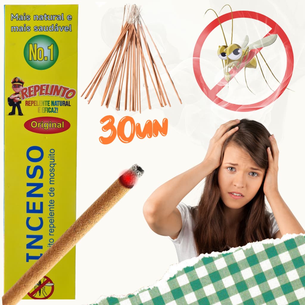 Kit 30 Palitos Incenso Repelente mata mosquito  moscas