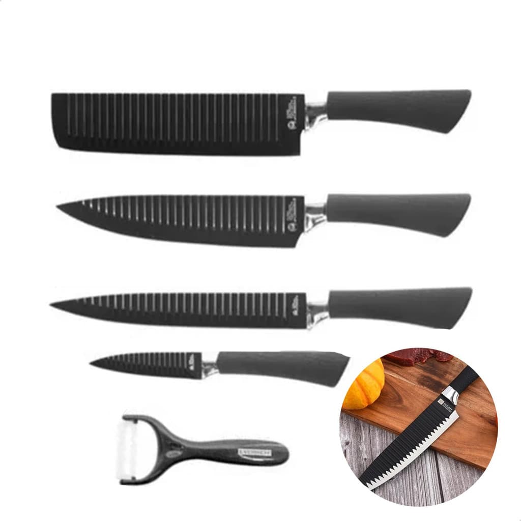 Kit Facas Profissionais Churrasco Cozinha Aço Inox Afiadas