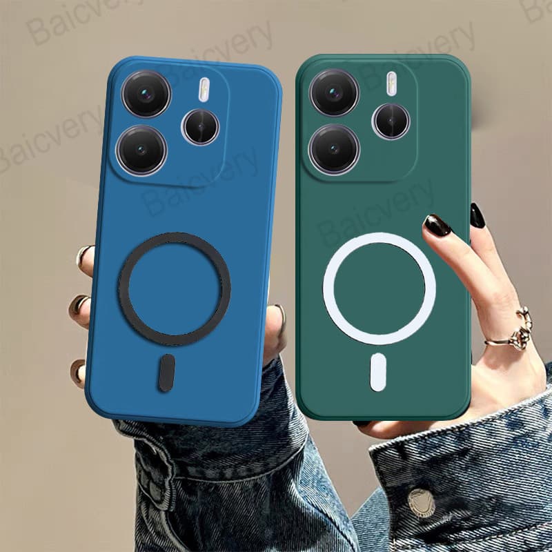 Invólucro Para Redmi Note 14 4G 5G Colorido Fosco Capa Protetora Traseira Com Adesivo Magnético