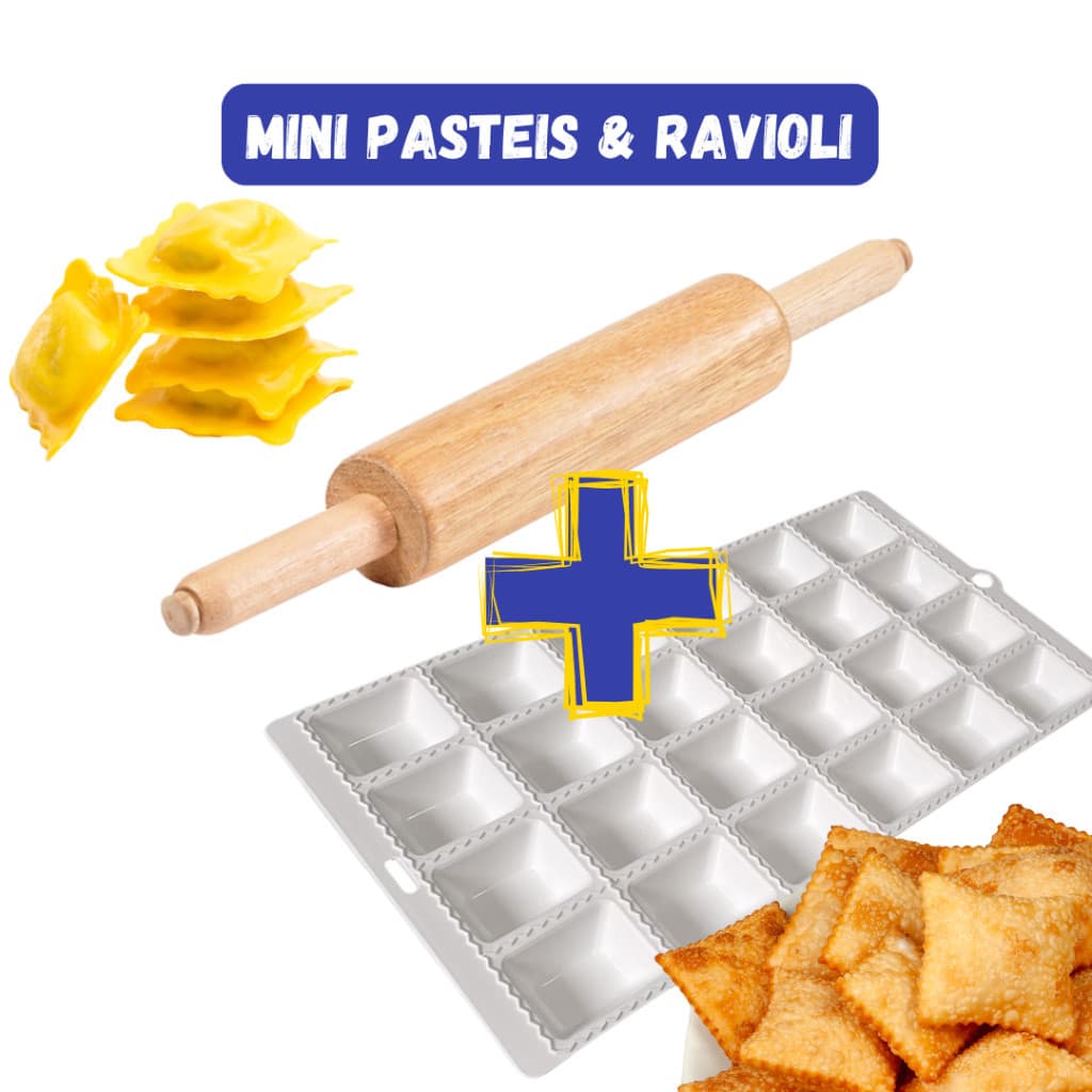 FORMA PARA RAVIOLI E MINI PASTEL 24 CAVIDADES E ROLO