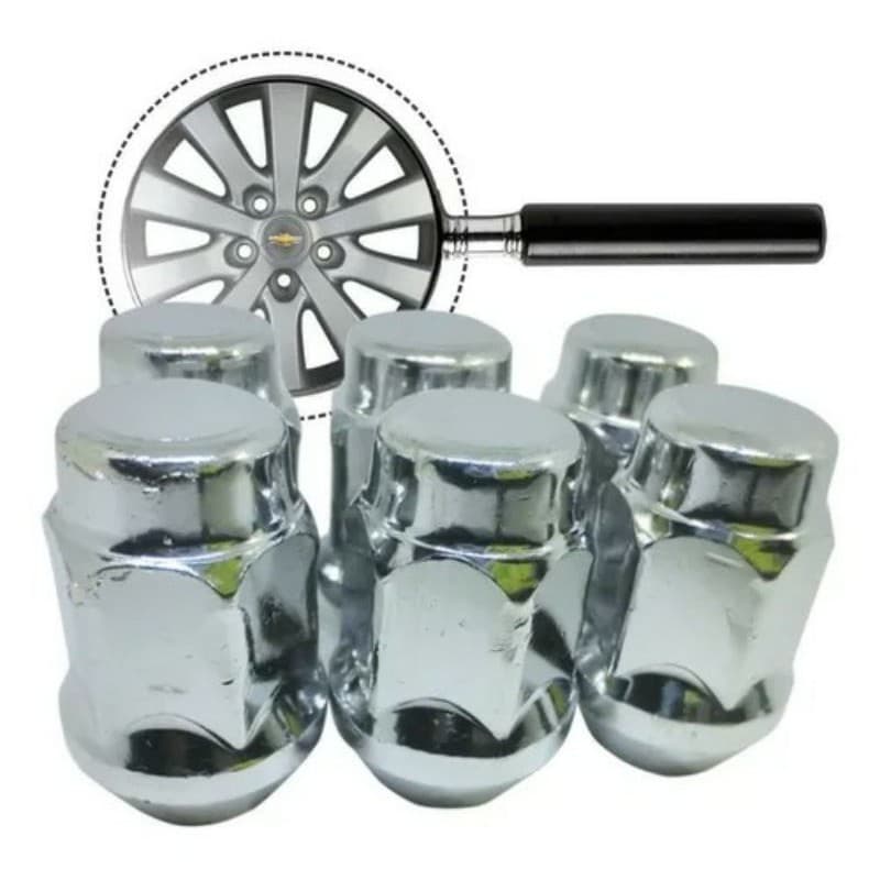 Kit 06 Porcas De Roda Cromada Chevrolet Onix | S10 | Spin